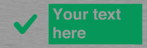 Custom green background, green tick sign